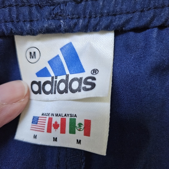 Adidas vintage blue trackpants high waist tapered leg elastic waist unisex sz M - Picture 13 of 17